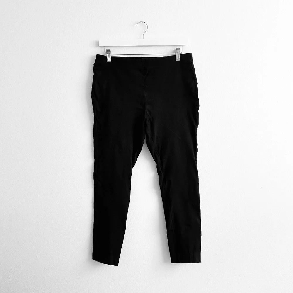 Michael Kors Chic Women's Cropped High Rise Trouser Pull on Pants Black Large